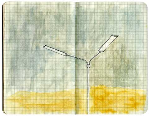 Light post watercolor drawing